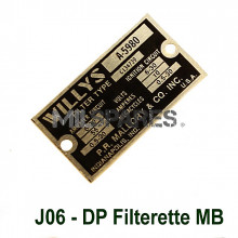 Data plate, filterette, MB